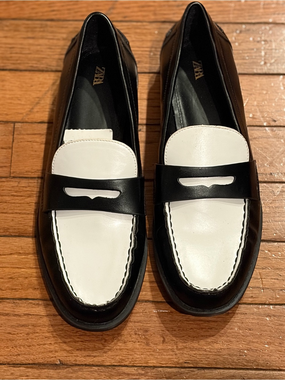 Zara Womens black and white loafers size 9 NWT - Picture 2 of 12